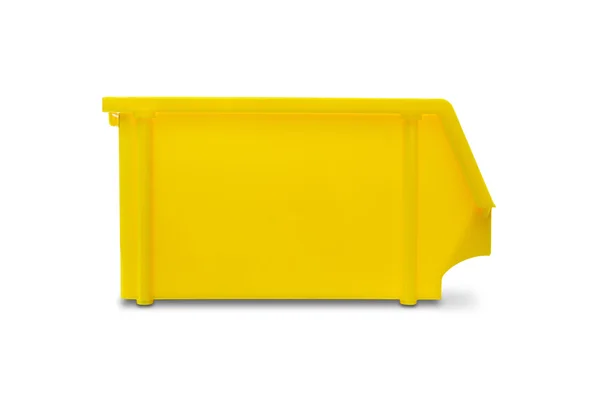 Gele plastic onderdelen bin — Stockfoto