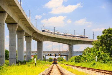 Elektrik gökyüzü tren ve tren