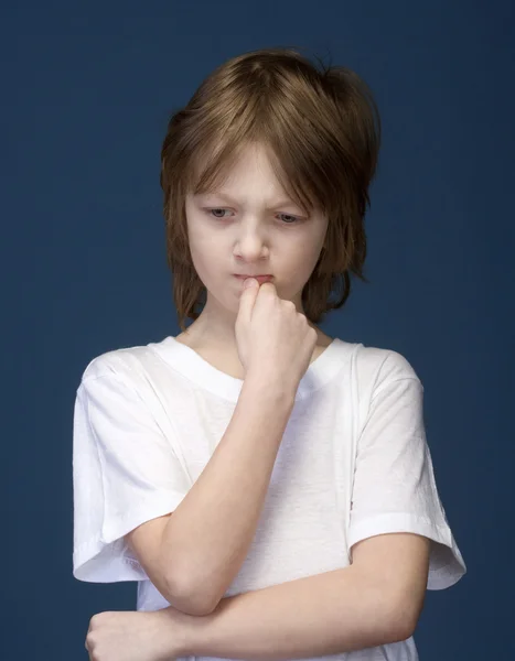 Boy with Blond Hair Thinking — Stock Photo, Image