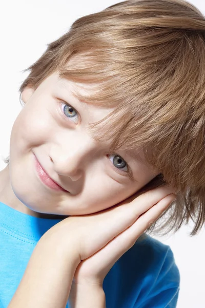 Portrait of a Boy with Blond Hair Looking — Stock Photo, Image