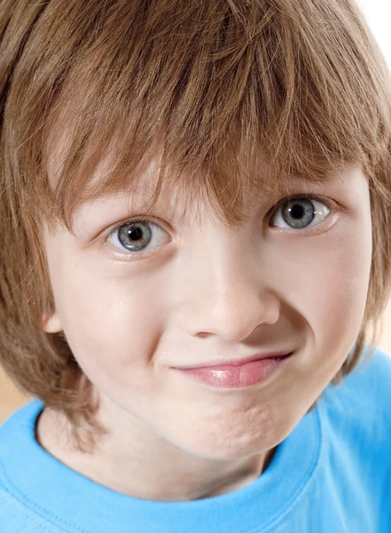 Portrait of a Boy with Blond Hair Looking — Stock Photo, Image