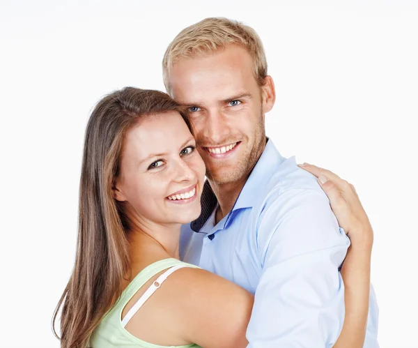 Retrato de una feliz pareja joven sonriendo — Foto de Stock