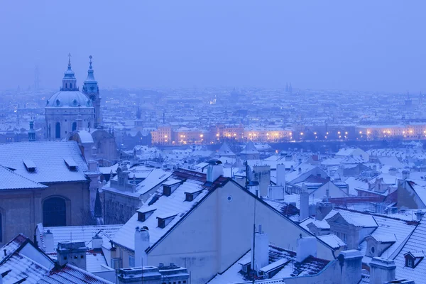 Prague - St. Nicolas church and rooftops of Mala Strana — Stock Photo, Image