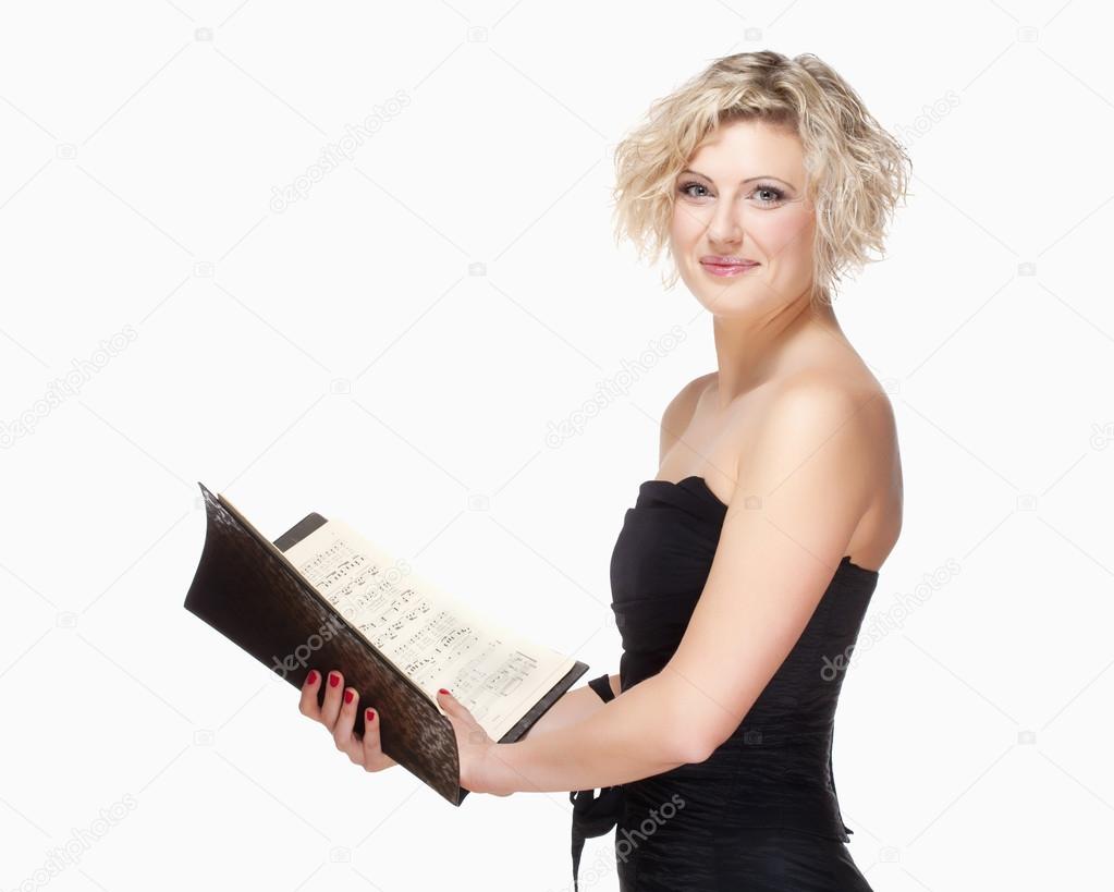 Opera Singer Singing in her Stage Dress 