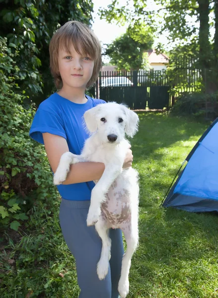 Boy with his pet Dog — Stock Photo, Image