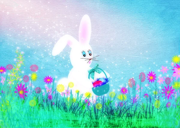 复活节兔子在神秘花园 — 图库照片