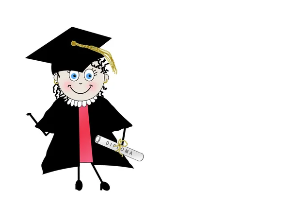 Graduation Background - Fun Female Character - Cap and Gown Attire