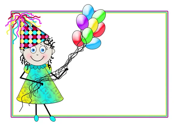 पृष्ठभूमि - मज़ा महिला चरित्र - पार्टी Attire - गुब्बारे — स्टॉक फ़ोटो, इमेज