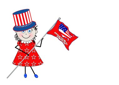 Vatansever melodi Amca Sam şapka - ABD bayrağı sallayarak