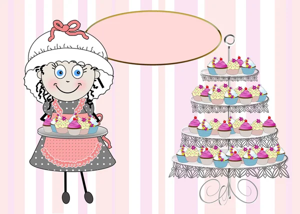 Little Cupcake Baker (Melody)  Chef Hat and Apron - Storefront — Stock Photo, Image