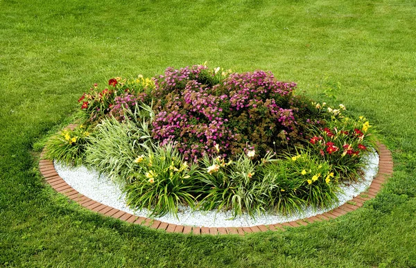 Birds-Eye View of Round Flower Garden