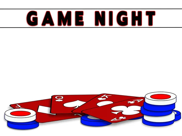 Game Night Illustration - Playing Cards and Poker Chips — Stock Photo, Image