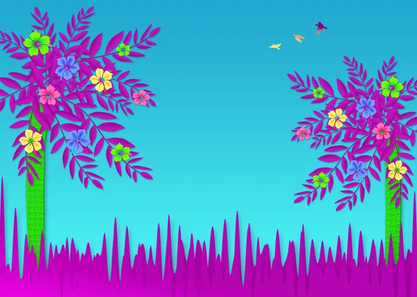 Fun and Bright Tropical Abstract Flowers Background