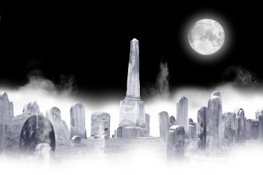 Cadılar Bayramı hayalet mezarlık dolunay çizim ile