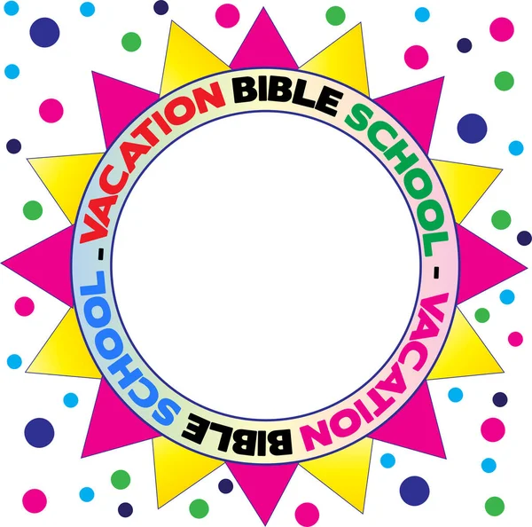 休暇聖書学校の広告のためのグラフィック理想的な 円の中のカラフルでテキストエリア 水玉の背景の一つ — ストック写真