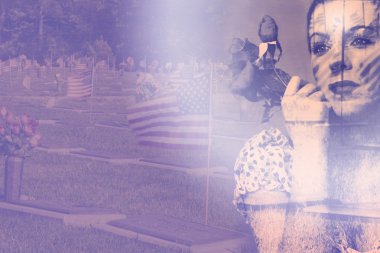 Double Exposure - Patriotic Vintage - We Remember clipart