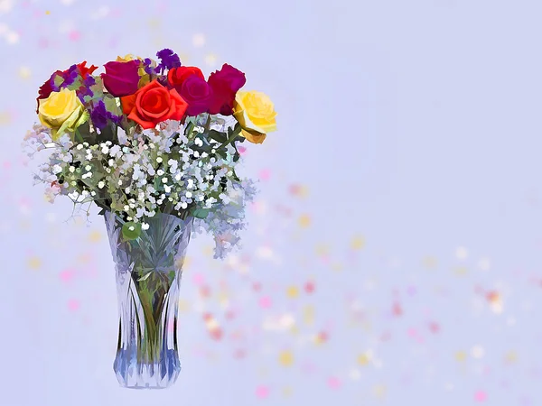 Bright Bouquet of Roses Illustration — Stock Photo, Image