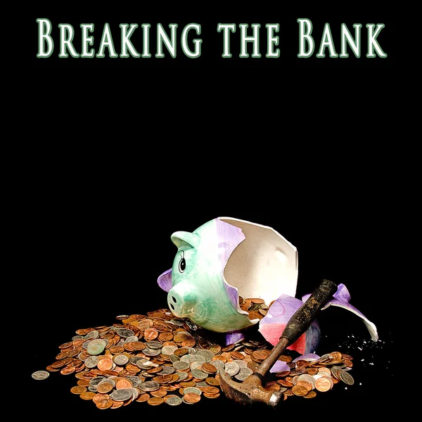 Breaking the Bank (Concept)  Broken Piggy Bank — Stock Photo, Image