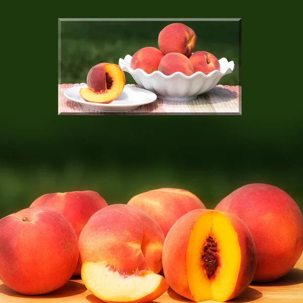 Peaches Served Background — Stock Photo, Image