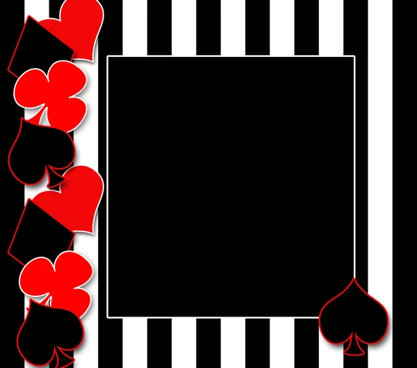 Schwarz-weißer Streifenhintergrund mit Spielkarten-Symbolen — Stockfoto