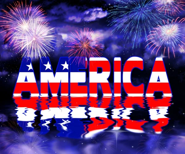 Patriotic Illustration America and Fireworks — Stock Photo, Image