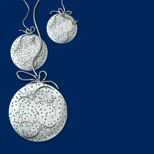 Christmas Ornaments in Silver with Text Area to right — Stock Photo, Image