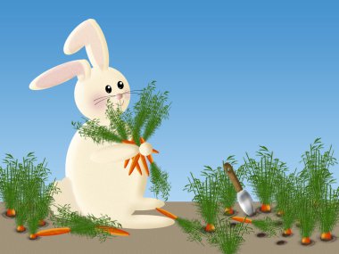 Paskalya Bunny tavşan havuç illüstrasyon yama