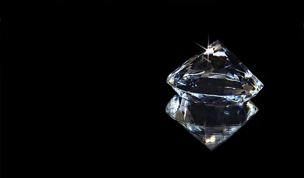 Enorme faux diamant en haar reflectie — Stockfoto