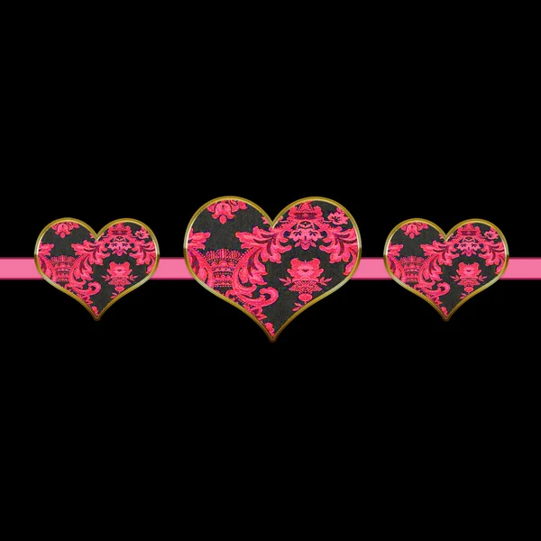 Bakgrund av rosa gobeläng hjärtan — Stockfoto