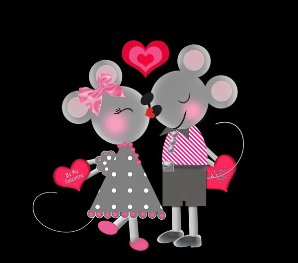 Valentine's Day - Two Gray ice in Love - Exchanging Valentines — Stock Photo, Image