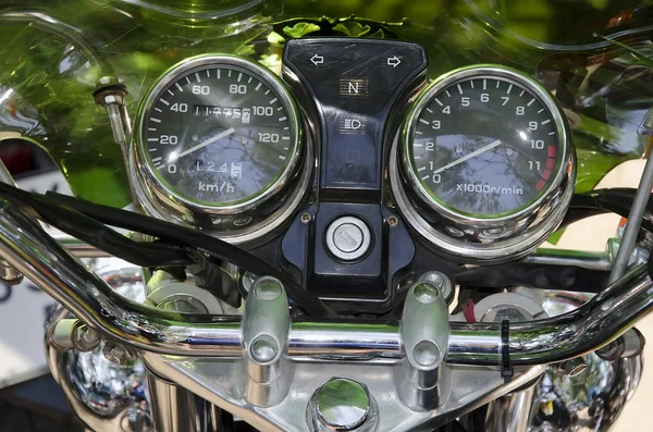Chrome motorkerékpár műszerfal — Stock Fotó