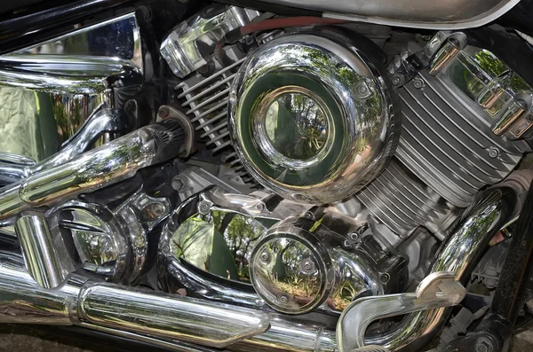 Chrome motorkerékpár motorját — Stock Fotó