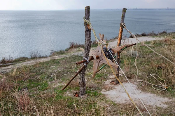 Treuil pour retirer les filets de pêche — Photo