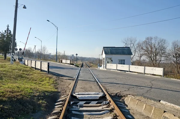 Railway crossing in Kerch — Stock Photo, Image