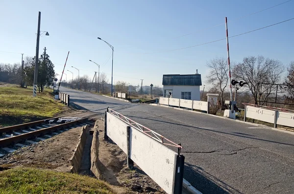 Railway crossing in Kerch — Stock Photo, Image