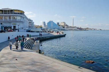 Promenade in Sevastopol Bay clipart