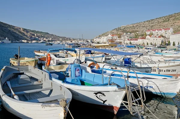 Boats parked in Balaclava Stock Image