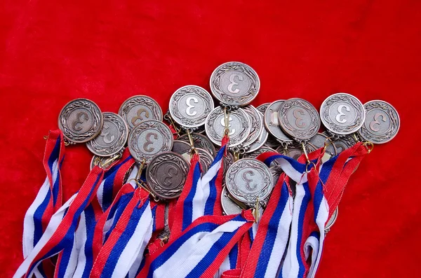 Medalhas com fitas tricolores — Fotografia de Stock