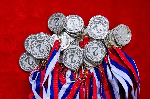 Medals with tricolor ribbons — Stock Photo, Image