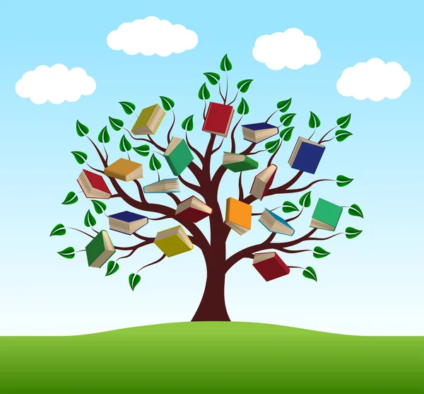 Arbre de connaissance avec livres — Image vectorielle