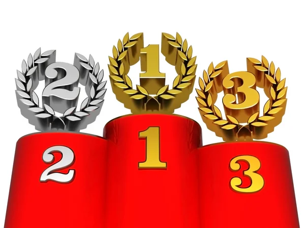 Numbers 1, 2, 3 in gold, silver and bronze wreaths — Stock Photo, Image