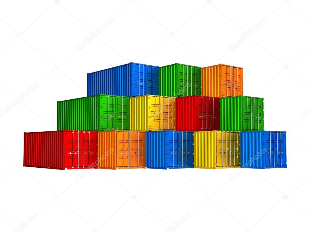 Colorful stacked cargo containers