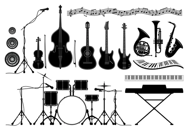Establecer instrumentos musicales — Vector de stock
