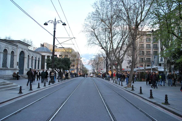 Трамвайные Рельсы Улице Стамбула — стоковое фото