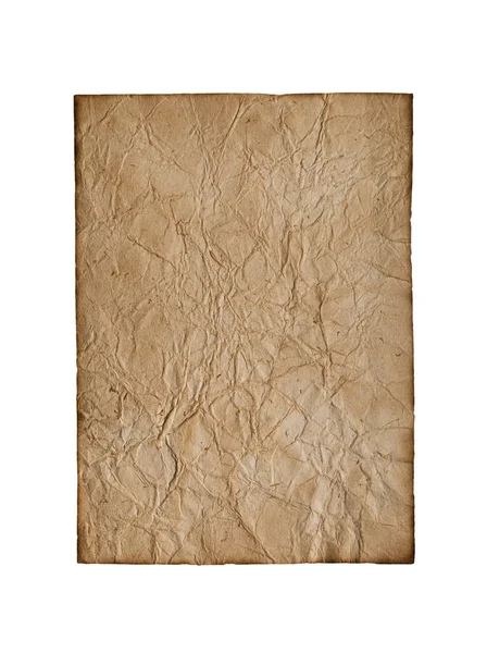 Brown Paper Blank Texture Crumpled Dark Border Isolated White Background — Stock Photo, Image