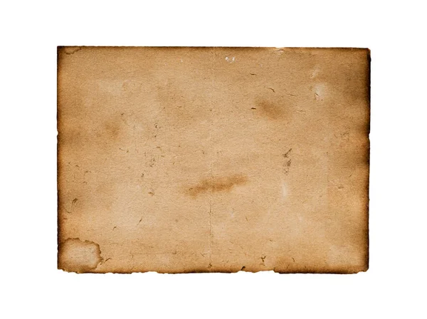 Bruin Papier Blanco Textuur Verkreukelde Donkere Rand Geïsoleerd Witte Achtergrond — Stockfoto