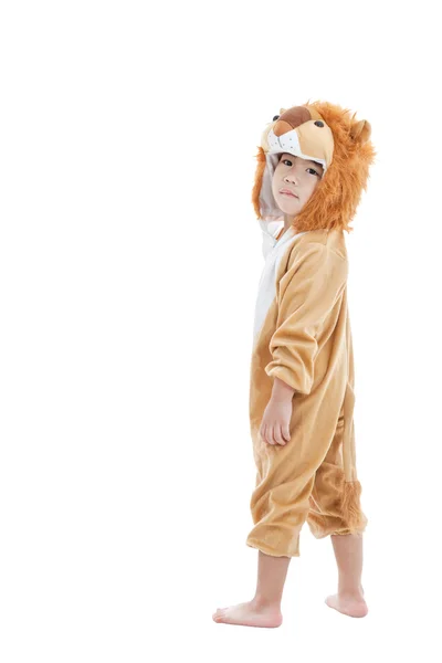 Cute little child dressed in lion suit — Stock Photo, Image