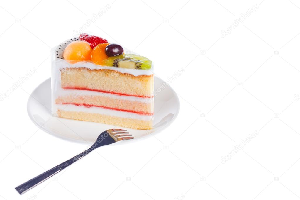 Piece of dilicious cake,Isolated on white background