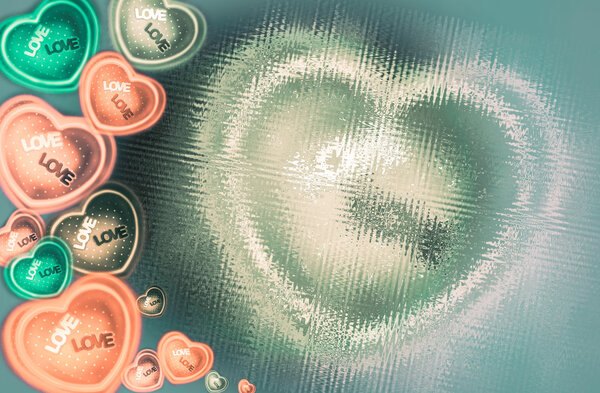 Набор цветов в форме сердца на абстрактном фоне
