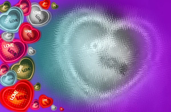 Set a forma di cuore colore diverso su sfondo astratto — Foto Stock